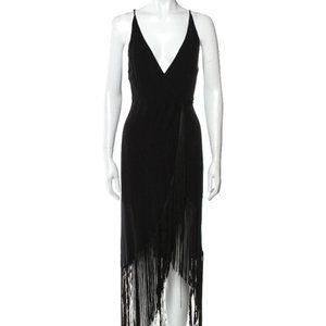 Reformation Tie Waist Wrap Fringe Dress